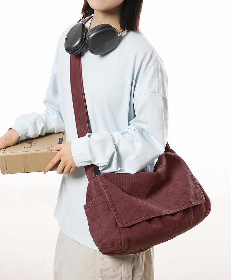 Collsants Messenger Bag for Women Men Satchel Bag Canvas Crossbody Shoulder Bag Casual Sling Bag - Image 1